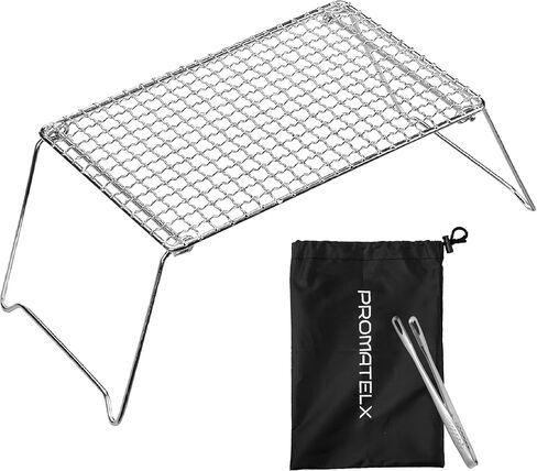 14'' Two-Person Pack Grill,Foldable campfire grill，304 Stainless Steel Portable Charcoal Grill with Carrying Bag for Outdoor Cooking BBQ Picnic (Large)​ in Saudi Arabia