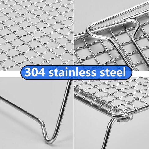 14'' Two-Person Pack Grill,Foldable campfire grill，304 Stainless Steel Portable Charcoal Grill with Carrying Bag for Outdoor Cooking BBQ Picnic (Large)​ in Saudi Arabia