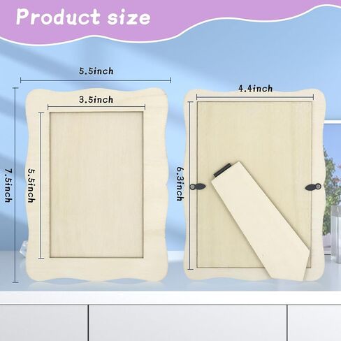 RYKOMO 12 Pieces DIY Wood Picture Frames Unfinished Solid Wood Photo Picture Frames for 4 x 6 in Photos, Standing Wooden Photo Frames for Crafts Wood, DIY Painting, Arts Projects, Decorate in Saudi Arabia