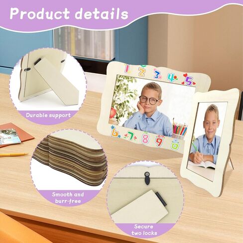 RYKOMO 12 Pieces DIY Wood Picture Frames Unfinished Solid Wood Photo Picture Frames for 4 x 6 in Photos, Standing Wooden Photo Frames for Crafts Wood, DIY Painting, Arts Projects, Decorate in Saudi Arabia