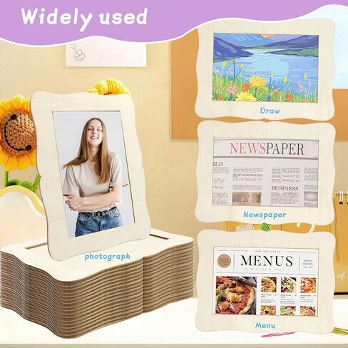 RYKOMO 12 Pieces DIY Wood Picture Frames Unfinished Solid Wood Photo Picture Frames for 4 x 6 in Photos, Standing Wooden Photo Frames for Crafts Wood, DIY Painting, Arts Projects, Decorate in Saudi Arabia