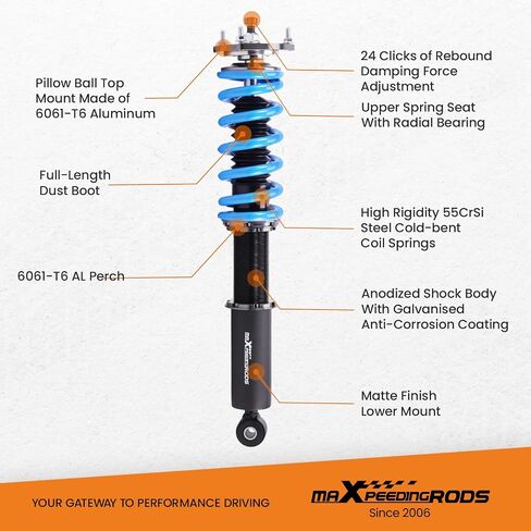 كويلوفر maxpeedingrods لسيارة Nissan S14 240X 1994-1998، دعامات زنبركية ممتصة للصدمات، طقم تعليق كويلوفيرس قابل للتعديل بـ 24 مستوى، طقم خفض Amortiguadores بمقدار 1-3 بوصة ذهبي in Saudi Arabia