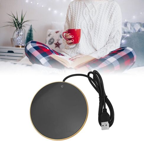 Eujgoov 55C Smart Coffee Mug Warmer with Tempered Glass Panels USB Powered Small Desk Candle Warmer for Home Office Travelling Heating Cup Plate (Gold) in Saudi Arabia