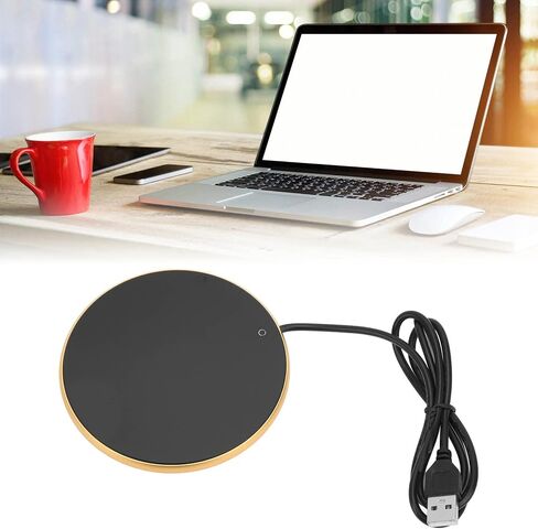 Eujgoov 55C Smart Coffee Mug Warmer with Tempered Glass Panels USB Powered Small Desk Candle Warmer for Home Office Travelling Heating Cup Plate (Gold) in Saudi Arabia