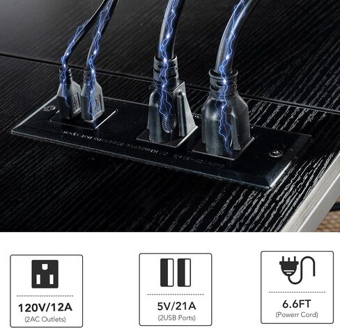 Clikuutory Modern Black 71 inch Metal TV Stand with LED Lights and Power Outlets for 50 60 65 70 75 80 Inch TVs, 3 Tier Television Stands with Entertainment Center and Storage for Living Room, Bedroom in Saudi Arabia