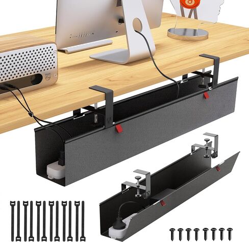 48" Gaming Under Desk Cable Management Tray, Black No Drill Cord Organizer for PC Setup, Large Anti-Sag Wire Hider, Stealth Cable Management Net for Battlestation (Black, 47.8") in Saudi Arabia