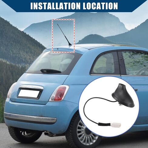 No.50540987 Antenna Base Roof Mounted Radio Antenna Base Assembly for Fiat 500 / Outer/Durable Plastic / 1 Pcs Black in Saudi Arabia