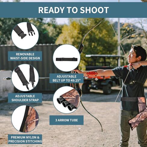 SPG Arrow Quiver 3 أنبوب مع أشرطة خلفية وحزام خصر، جعبة رماية الورك لممارسة صيد السهام، يحمل أسهم متعددة للوصول السريع in Saudi Arabia