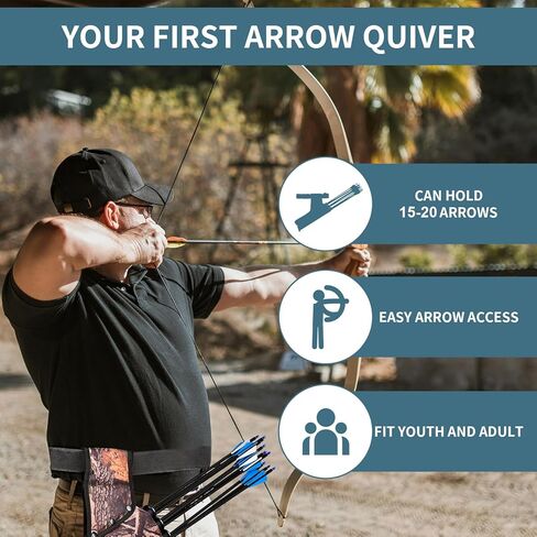 SPG Arrow Quiver 3 أنبوب مع أشرطة خلفية وحزام خصر، جعبة رماية الورك لممارسة صيد السهام، يحمل أسهم متعددة للوصول السريع in Saudi Arabia