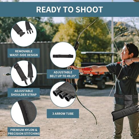 SPG Arrow Quiver 3 أنبوب مع أشرطة خلفية وحزام خصر، جعبة رماية الورك لممارسة صيد السهام، يحمل أسهم متعددة للوصول السريع in Kuwait