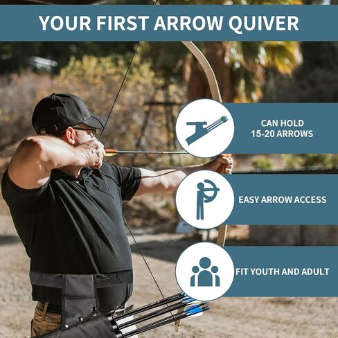 SPG Arrow Quiver 3 أنبوب مع أشرطة خلفية وحزام خصر، جعبة رماية الورك لممارسة صيد السهام، يحمل أسهم متعددة للوصول السريع in Kuwait