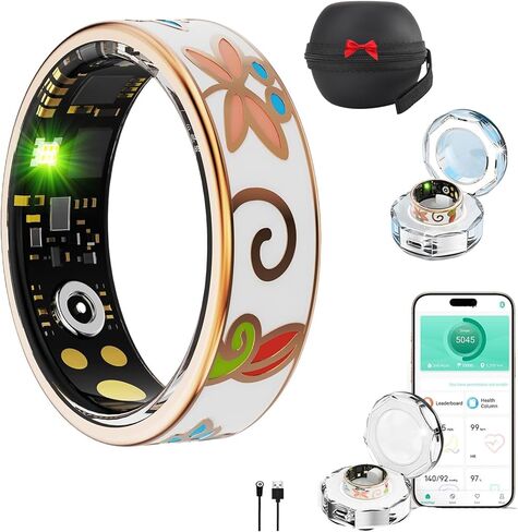 2025 Oracle Smart Ring for Women, Rose Gold Enamel Health & Fitness Tracker Ring with Heart Rate, Sleep Monitoring, Step Counter, Sports Modes, IP68 Waterproof (#11) in Kuwait