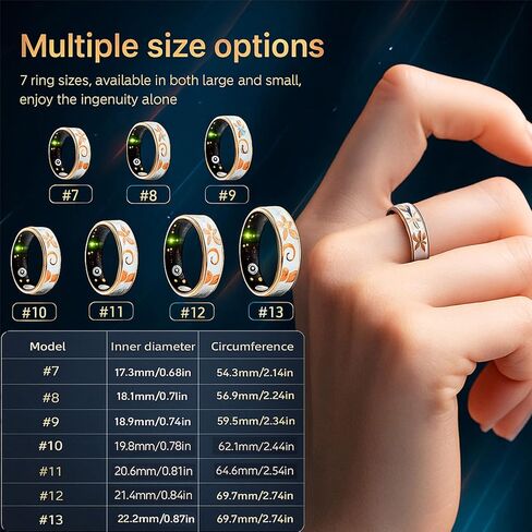 2025 Oracle Smart Ring for Women, Rose Gold Enamel Health & Fitness Tracker Ring with Heart Rate, Sleep Monitoring, Step Counter, Sports Modes, IP68 Waterproof (#11) in Kuwait