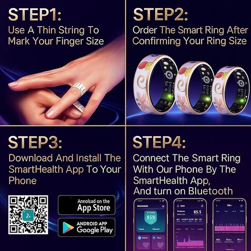 2025 Oracle Smart Ring for Women, Rose Gold Enamel Health & Fitness Tracker Ring with Heart Rate, Sleep Monitoring, Step Counter, Sports Modes, IP68 Waterproof (#11) in Kuwait