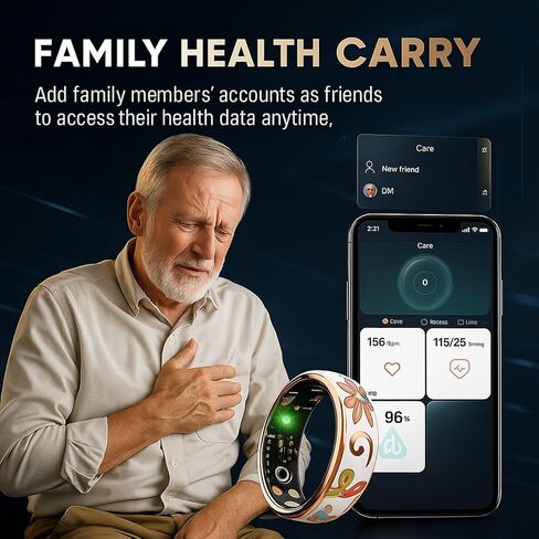 2025 Oracle Smart Ring for Women, Rose Gold Enamel Health & Fitness Tracker Ring with Heart Rate, Sleep Monitoring, Step Counter, Sports Modes, IP68 Waterproof (#11) in Kuwait