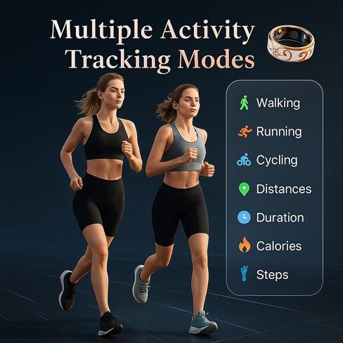 2025 Oracle Smart Ring for Women, Rose Gold Enamel Health & Fitness Tracker Ring with Heart Rate, Sleep Monitoring, Step Counter, Sports Modes, IP68 Waterproof (#11) in Kuwait