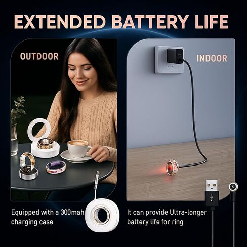 2025 Oracle Smart Ring for Women, Rose Gold Enamel Health & Fitness Tracker Ring with Heart Rate, Sleep Monitoring, Step Counter, Sports Modes, IP68 Waterproof (#11) in Kuwait