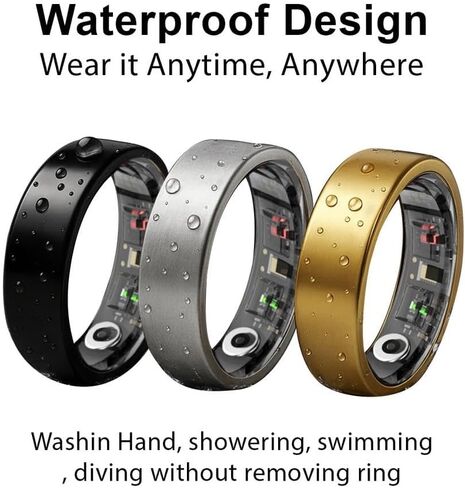 Smart Ring for Women & Men - Heart rate, Blood oxygen, Sleep Tracker | Waterproof IP68 | 12-Day Battery | Heart Rate, Steps, Calories Monitor | Comfort Fit Wearable Tech Accessory Ring (Silver, 7) in Saudi Arabia