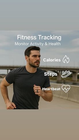 Smart Ring for Women & Men - Heart rate, Blood oxygen, Sleep Tracker | Waterproof IP68 | 12-Day Battery | Heart Rate, Steps, Calories Monitor | Comfort Fit Wearable Tech Accessory Ring (Silver, 7) in Saudi Arabia