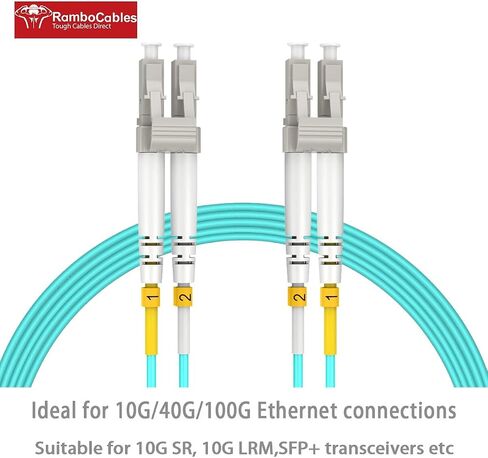 Multimode LC LC Fiber Patch Cable 6ft/2m, OM3 MM Fiber Optic Patch Cable Duplex 10G/40G/100G LSZH (4pack), 𝙍𝙖𝙢𝙗𝙤𝘾𝙖𝙗𝙡𝙚𝙨 in Saudi Arabia