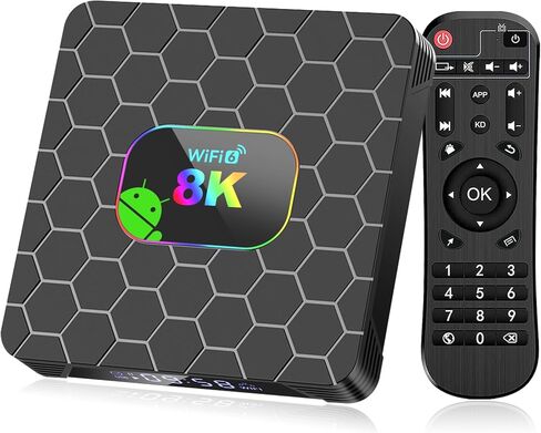 Android 14 TV Box 2025 4GB RAM 32GB ROM، TV Box Android 4K 6K 8K WiFi6 2.4G 5.8G Dual WiFi RK3528 وحدة المعالجة المركزية رباعية النواة، صندوق تلفزيون ذكي مع بلوتوث 5.0 USB 3.0 100M Ethernet in Kuwait
