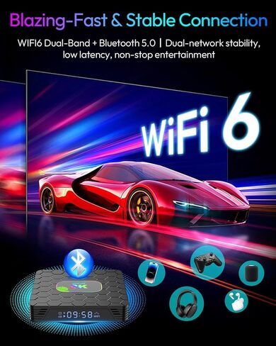 Android 14 TV Box 2025 4GB RAM 32GB ROM، TV Box Android 4K 6K 8K WiFi6 2.4G 5.8G Dual WiFi RK3528 وحدة المعالجة المركزية رباعية النواة، صندوق تلفزيون ذكي مع بلوتوث 5.0 USB 3.0 100M Ethernet in Kuwait