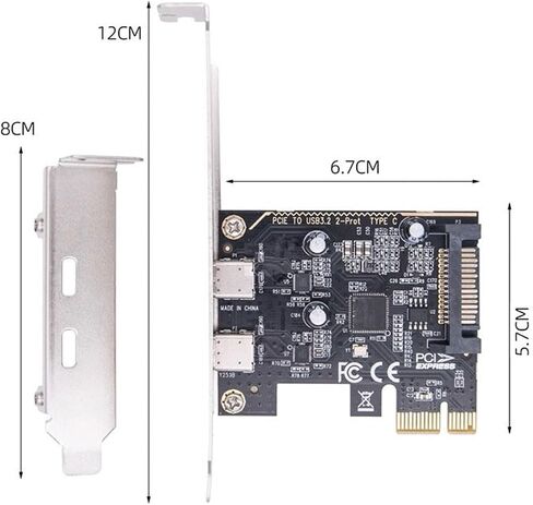 مقبس USB3.0 من النوع A بسرعة 10 جيجابت في الثانية ولوحة خلفية مزدوجة USB3.1 من النوع C USB-C إلى محول بطاقة PCI-E السريعة ASM3142 VL822 in Kuwait