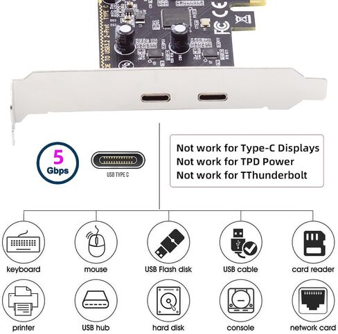 مقبس USB3.0 من النوع A بسرعة 10 جيجابت في الثانية ولوحة خلفية مزدوجة USB3.1 من النوع C USB-C إلى محول بطاقة PCI-E السريعة ASM3142 VL822 in Kuwait