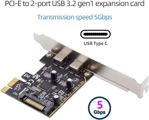 مقبس USB3.0 من النوع A بسرعة 10 جيجابت في الثانية ولوحة خلفية مزدوجة USB3.1 من النوع C USB-C إلى محول بطاقة PCI-E السريعة ASM3142 VL822 in Kuwait