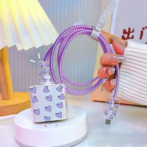 واقي كابل حلزوني، واقي محول كابل شاحن لشاحن محول iPhone 18W/20W، ملحقات تغليف سلكية لطيفة، أرجواني in Saudi Arabia