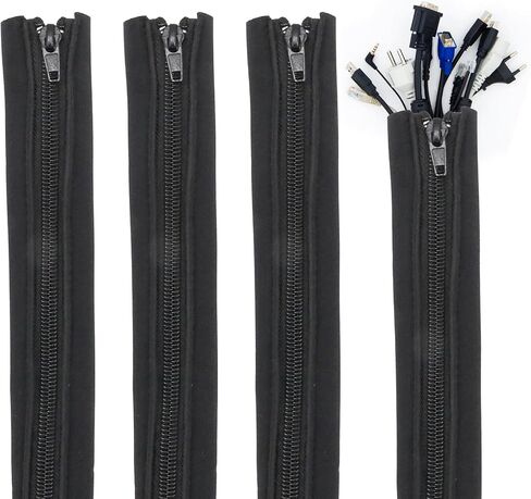 4 Pack Cable Management Sleeves Flexible Cord Management Wire Wrap Covers Black in Saudi Arabia