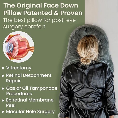 Siennal Face Down Pillow for Sleeping - for BBL or Eye Surgery Recovery - Prone Pillow for Vitrectomy or Retinal Surgery - Home Massage Pillow Face Down with Shredded Memory Foam-CertiPUR-US Certified in Saudi Arabia