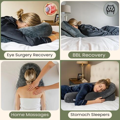Siennal Face Down Pillow for Sleeping - for BBL or Eye Surgery Recovery - Prone Pillow for Vitrectomy or Retinal Surgery - Home Massage Pillow Face Down with Shredded Memory Foam-CertiPUR-US Certified in Saudi Arabia