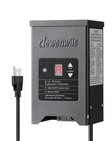 DEWENWILS 120W Low Voltage Landscape Transformer, Outdoor Transformer with Timer and Photocell Sensor, 120V AC to 12V AC, Weatherproof, for LED Lighting, Spotlight, Pathway Light, ETL Listed in Kuwait