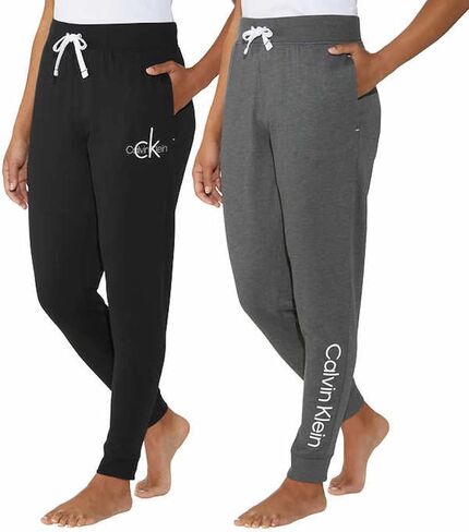 Calvin Klein Women's 2 Pack French Terry Joggers (X-Small ، Gray/Deep Maroon) in Saudi Arabia