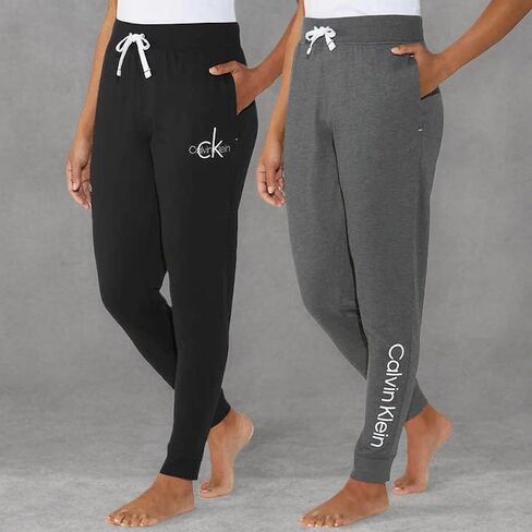 Calvin Klein Women's 2 Pack French Terry Joggers (X-Small ، Gray/Deep Maroon) in Saudi Arabia