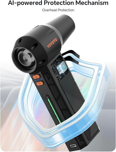 منفضة هواء مضغوط، منفضة هواء كهربائية قوية 300000 دورة في الدقيقة قابلة لإعادة الشحن مع ضوء LED ومحرك بدون فرش، منفاخ هواء صغير لاسلكي بأربعة سرعات للوحة المفاتيح وأجهزة الكمبيوتر والسيارة والخارج (أسود) in Kuwait