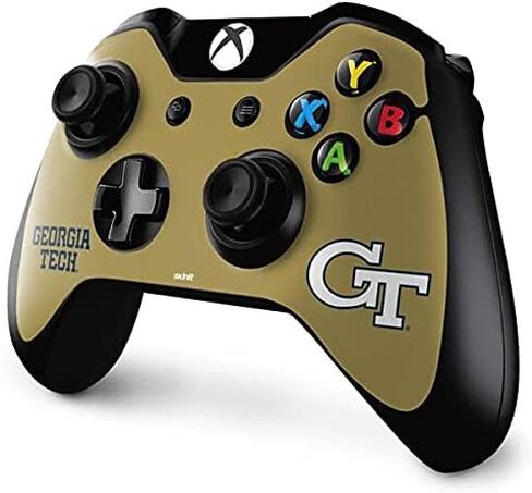 ملصق Skinit المخصص للألعاب متوافق مع وحدة تحكم Xbox One - تصميم ذهبي مرخص رسميًا من College Georgia Tech in Saudi Arabia