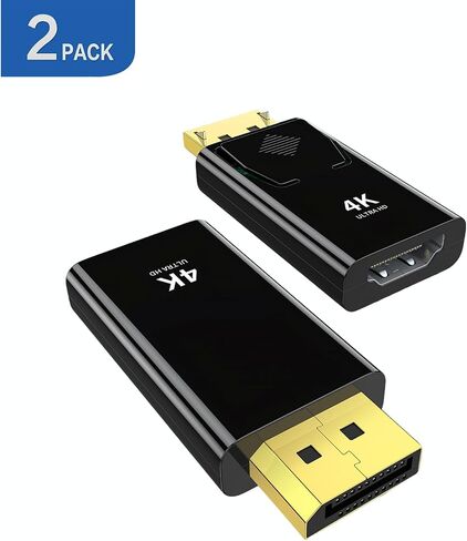 2-Pack 4K Display Port to HDMI Adapter, 24K Gold Plated Uni-Directional Display Port DP to HDMI Passive Adapter Compatible for HP, HDTV, AMD, NVIDIA, Dell, GPU, Projector, PC, Desktop in Saudi Arabia