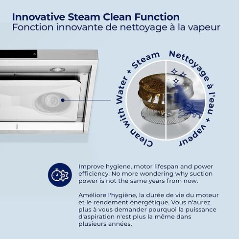 Hauslane | Chef Series Range Hood 30" PS38 PRO PERFORMANCE Stainless Steel Slim Under Cabinet Range Hood Design | Steam Auto Clean, Touch Panel | Superior Perimeter Aspiration Extraction in Kuwait