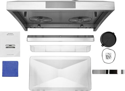 Hauslane | Chef Series Range Hood 30" PS38 PRO PERFORMANCE Stainless Steel Slim Under Cabinet Range Hood Design | Steam Auto Clean, Touch Panel | Superior Perimeter Aspiration Extraction in Kuwait