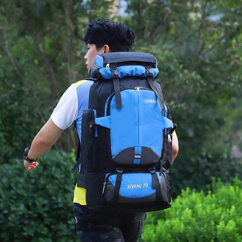 Lawaia 70L Hiking Backpack Rucking Camping Lightweight Backpacking Outdoor Travel Bag Trekking Back Pack Large Capacity Backpacks Climbing Trail Backpack for Men Women- Dark Blue in Saudi Arabia