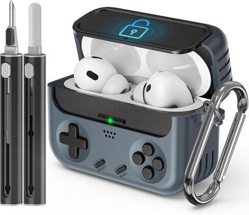 Inesore for Airpods Pro 2nd Generation Case Cover with Cleaner Kit,with Lock for Airpods Pro Case Cover,Classic Cool Funny Game Console Hard Air Pod Pro Case for Men Boy(Black) in Saudi Arabia