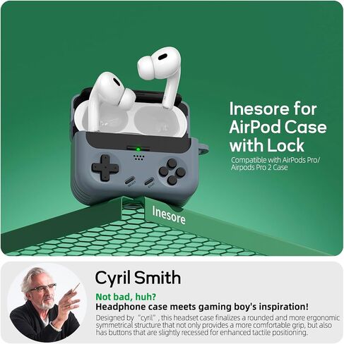 Inesore for Airpods Pro 2nd Generation Case Cover with Cleaner Kit,with Lock for Airpods Pro Case Cover,Classic Cool Funny Game Console Hard Air Pod Pro Case for Men Boy(Black) in Saudi Arabia