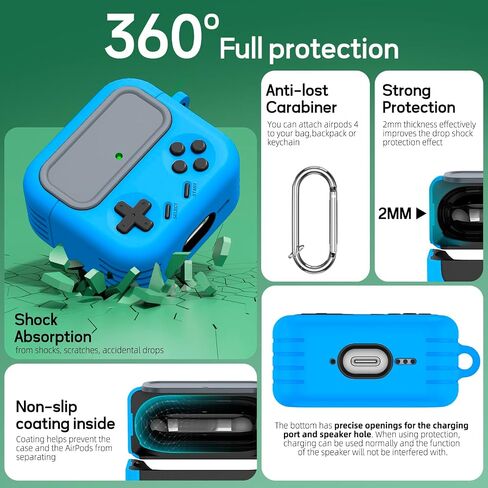 Inesore for Airpods Pro 2nd Generation Case Cover with Cleaner Kit,with Lock for Airpods Pro Case Cover,Classic Cool Funny Game Console Hard Air Pod Pro Case for Men Boy(Black) in Saudi Arabia