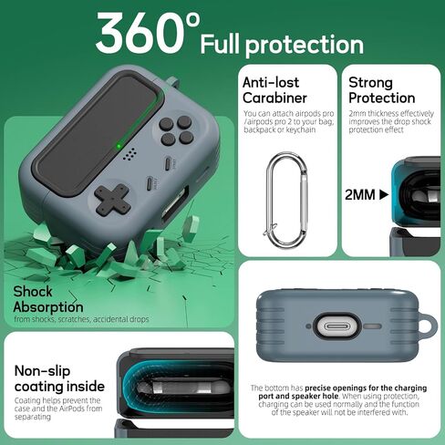 Inesore for Airpods Pro 2nd Generation Case Cover with Cleaner Kit,with Lock for Airpods Pro Case Cover,Classic Cool Funny Game Console Hard Air Pod Pro Case for Men Boy(Black) in Saudi Arabia