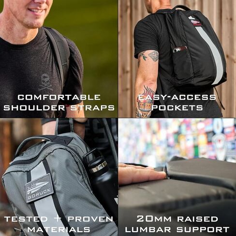 حقيبة ظهر GORUCK Basic Rucker 17L التكتيكية - حقيبة ظهر متينة وحقيبة ظهر MOLLE - حقيبة ظهر عسكرية للرجال والنساء - للخارج، والمشي لمسافات طويلة، والتدريب والسفر - أسود in Kuwait