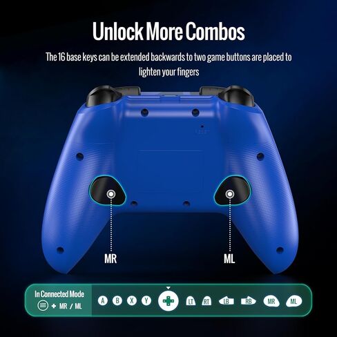 BETMI لوحدة تحكم Xbox المتوافقة مع Xbox One وXbox Series X/S وXbox One X/S والكمبيوتر الشخصي، وحدة تحكم الألعاب اللاسلكية مع محول لاسلكي 2.4 جيجا هرتز/اهتزاز مزدوج/وظيفة Turbo/Marco in Kuwait