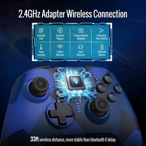 BETMI لوحدة تحكم Xbox المتوافقة مع Xbox One وXbox Series X/S وXbox One X/S والكمبيوتر الشخصي، وحدة تحكم الألعاب اللاسلكية مع محول لاسلكي 2.4 جيجا هرتز/اهتزاز مزدوج/وظيفة Turbo/Marco in Kuwait