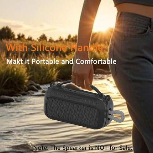 حافظة غطاء من السيليكون لمكبر صوت بلوتوث محمول Bose SoundLink Plus، حافظة سيليكون ناعمة مع مقبض حمل وحزام كتف (أسود) in Kuwait